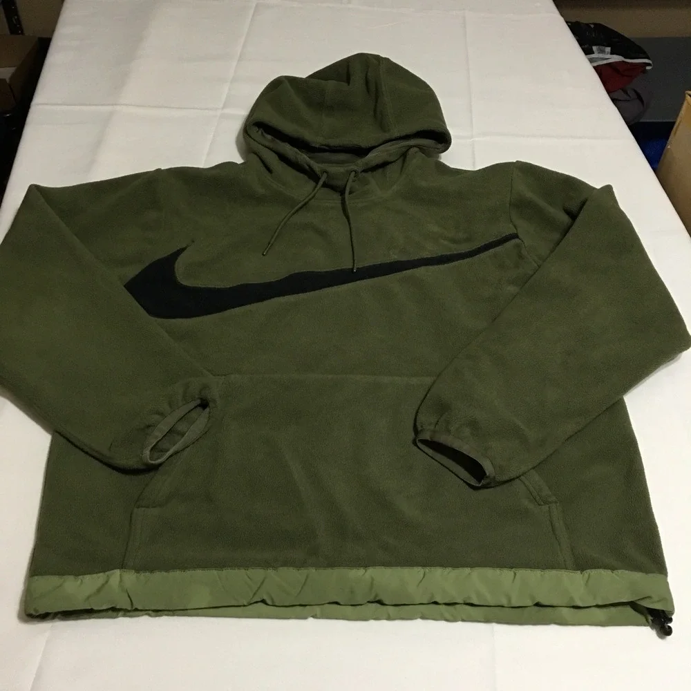 Nike Club+ Fleece Winterized Pullover Hoodie Mens Large Green Big Swoosh